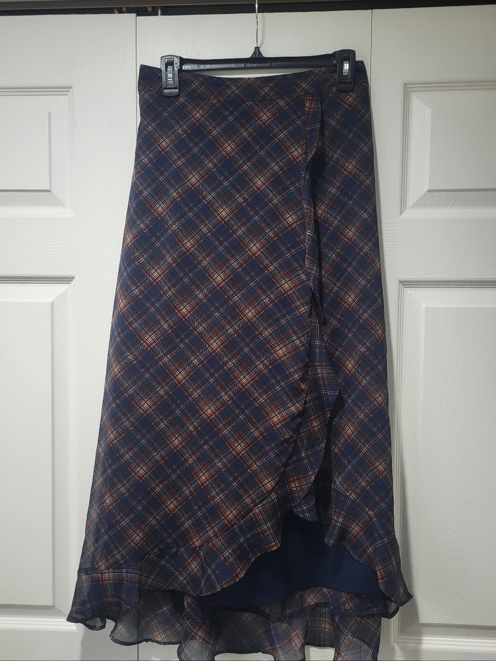 Maurices Navy Plaid Maxi Skirt, Size S